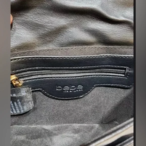 BEBE LIV MONOGRAM CROSSBODY BLACK DOVE GREY LOGO PURSE SHOULDERBAG NEW WITH TAG - Picture 5 of 11